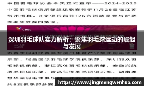 深圳羽毛球队实力解析：聚焦羽毛球运动的崛起与发展