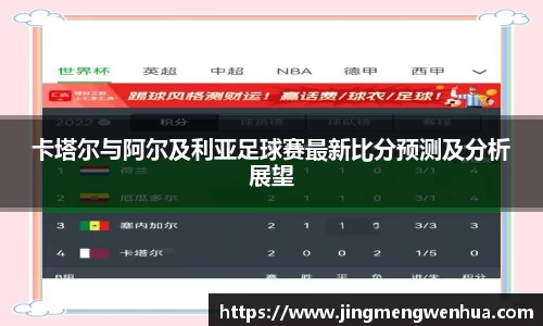 卡塔尔与阿尔及利亚足球赛最新比分预测及分析展望